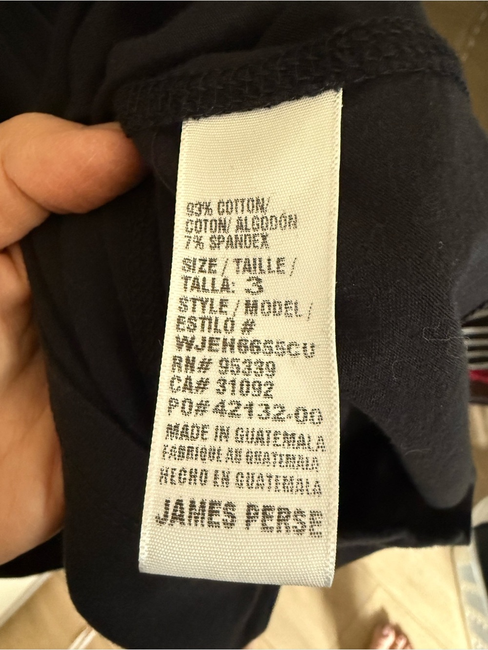 Standard James Perse Deep V-Neck T-Shirt Black Dress Size 3/Large - Picture 5 of 6